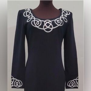 Vintage St.John Evening by Marie Gray NWT  Knit Dress White Embroidered 14
